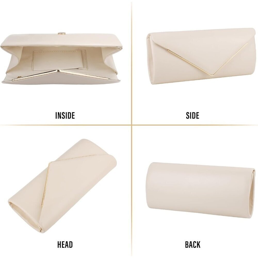 🆕Women's Nude Clutch Purses Sparkling Envelope Evening Bag Detachable Chain - Picture 5 of 7